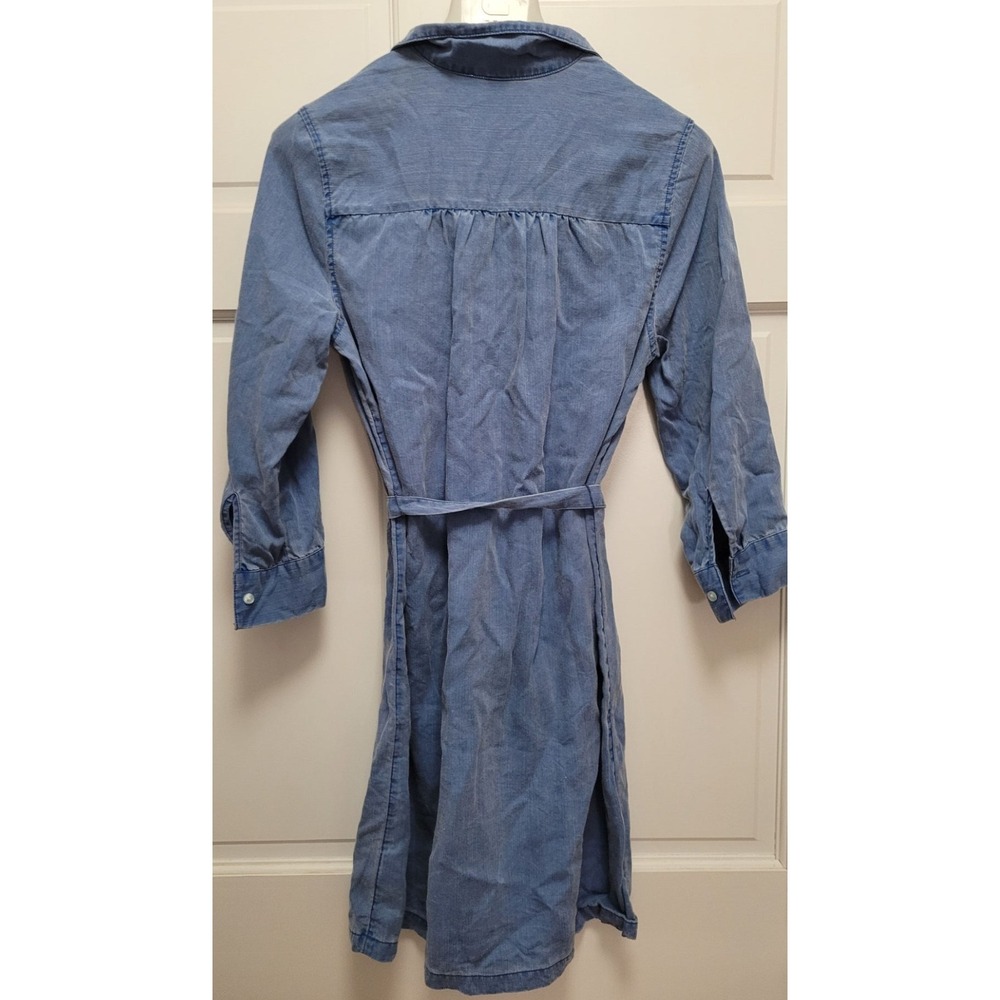 Old Navy Women's 3/4 Sleeve Utility Tie Belt Shirt Dress - Denim - Blue - Sz S - Picture 3 of 5